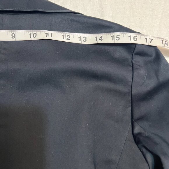 Armani Exchange Navy Satin Trim Blazer Jacket Women's Size L Fitted Single Butto - Picture 11 of 12